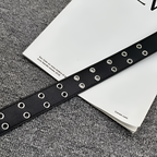 Unisex Y2K Punk PU Leather Belt Black Hollow Fashion Waist Belt Plus Size