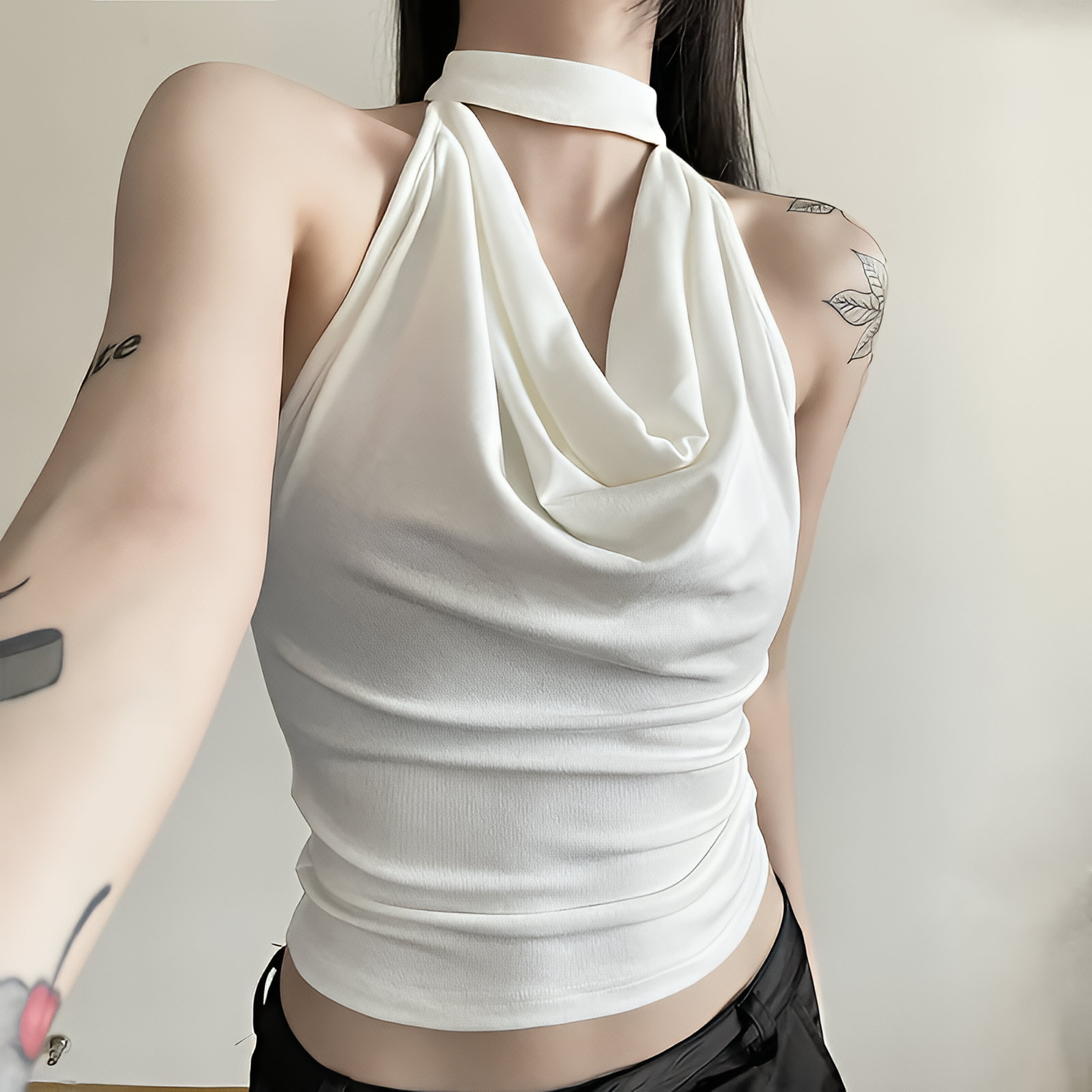 Solid Color Halter Vest Casual Slim Fit Top