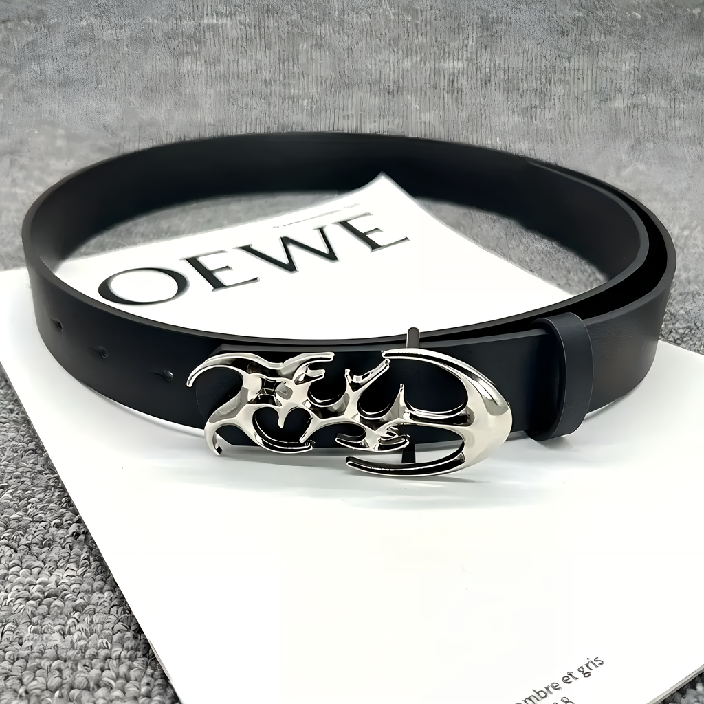 Unisex Y2K Punk PU Leather Belt Black Hollow Fashion Waist Belt Plus Size