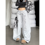 Gothic Y2K Letter Print Baggy Sweatpants Gray Wide Leg Harajuku Vintage Trousers