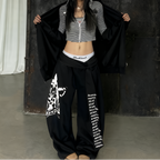 Gothic Y2K Letter Print Baggy Sweatpants Gray Wide Leg Harajuku Vintage Trousers